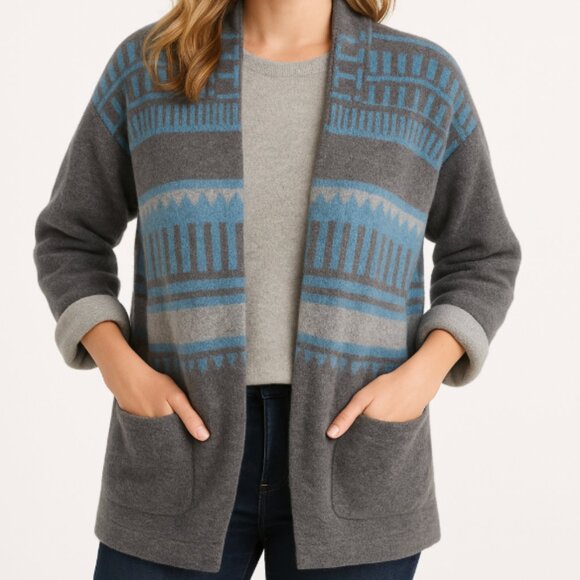 Sundance Sweaters - Sundance Gray Blue Open Front Cardigan Sweater Wool Cashmere Blend 3/4 Sleeve S